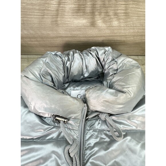 Calvin Klein Sleeveless silver puffer vest, women's sz  M - Picture 8 of 10